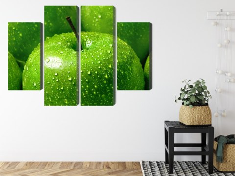 Obraz Wieloczęściowy Zielone Jabłka W Skali Makro