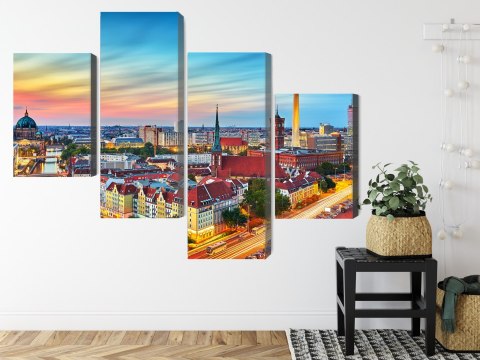 Obraz Wieloczęściowy Kolorowe Niebo I Panorama Berlina