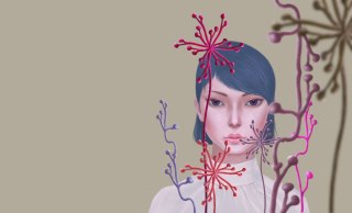 Obraz Na Płótnie Woman And Flower . Concept Idea Art Of Surreal Garden, Mystery And Dream. Conceptual 3D . Human And Nature. Por