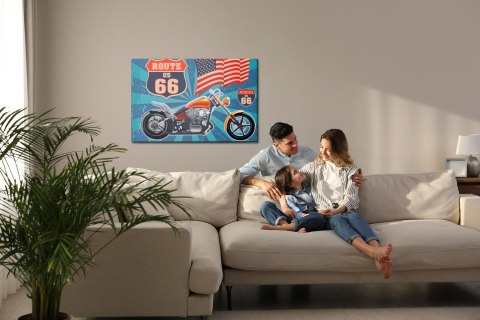Obraz Na Płótnie Motocykl Z Amerykańską Flagą W Stylu Vintage