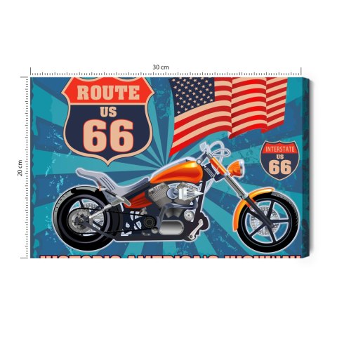 Obraz Na Płótnie Motocykl Z Amerykańską Flagą W Stylu Vintage