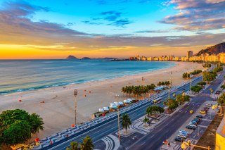 Obraz Wieloczęściowy Widok Na Wschód Słońca Plaży Copacabana I Avenida