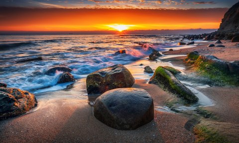 Obraz Wieloczęściowy Zachód Słońca Na Plaży 3D