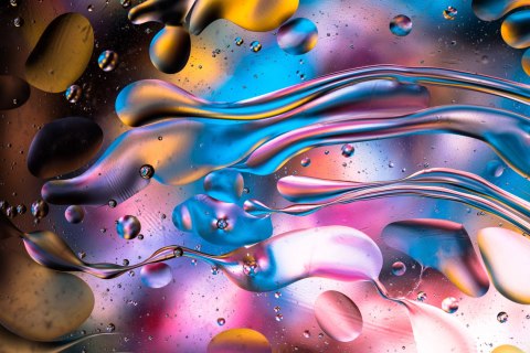 Fototapeta Abstract Colorful Liquid Water Splash And Bubbles Background. Macro Photography