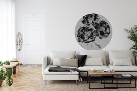 Fototapeta Okrągła Ciemne Kwiaty W Negatywie