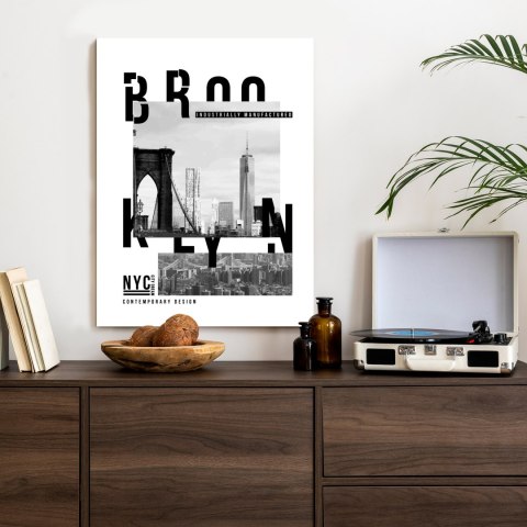 Plakat Czarno Biały Kolaż Brooklyn Nyc