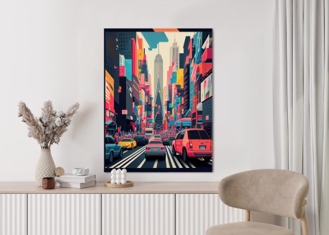 Plakat Kolorowe Auta Na Ulicy Nowego Jorku Abstrakcja