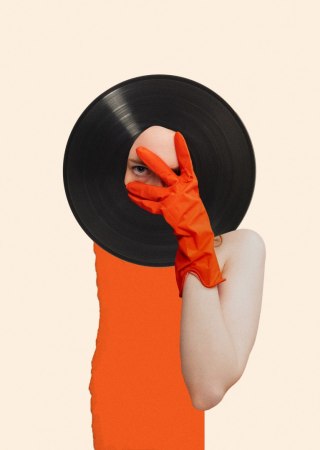 Plakat Muzyka Umysłu Na Płycie Winylowej Kolaż Pop-Art
