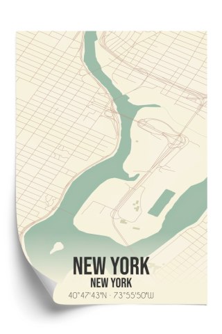Plakat Nowy Jork Mapa W Stylu Retro
