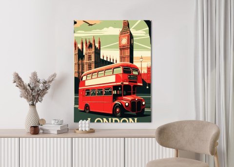 Plakat Czerwony Autobus Na Tle Londyńskiego Big Bena