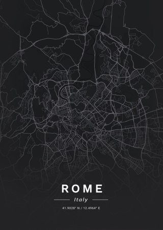 Plakat Mapa Rzymu W Minimalistycznym Stylu