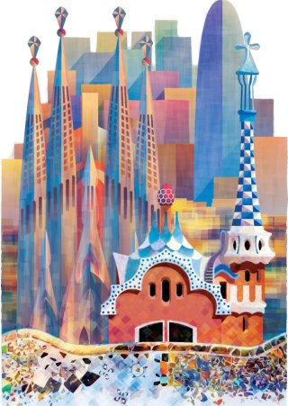 Plakat Słynna Architektura Barcelony Abstrakcja