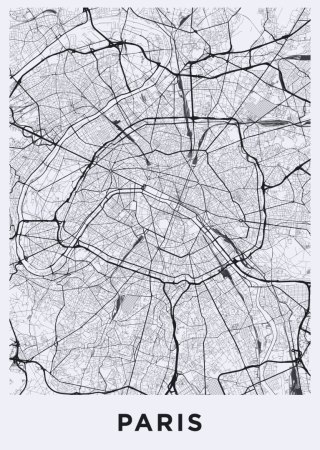 Plakat Ulice Paryża Z Lotu Ptaka - Plan