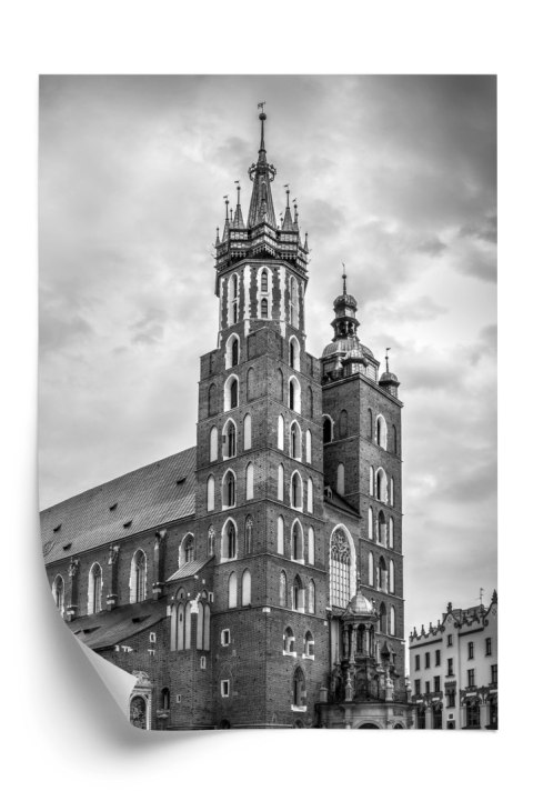 Plakat Czarno-Biała Fotografia Kościoła Mariackiego W Krakowie