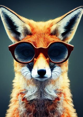 Plakat Portrait Of A Fox Wearing Glasses As Animal