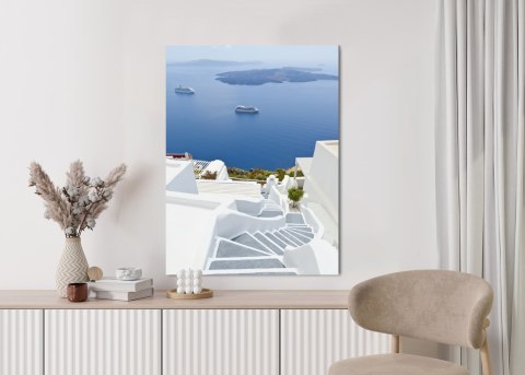 Plakat Santorini Z Malowniczym Widokiem Na Morze