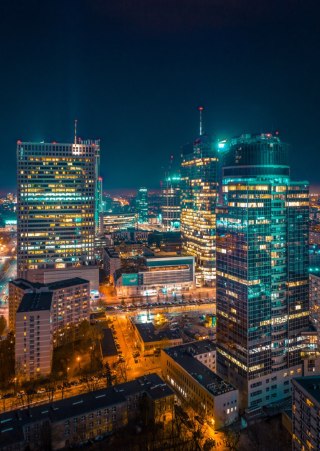 Plakat Warszawa Nocą Z Lotu Ptaka