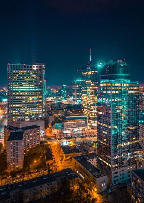 Plakat Warszawa Nocą Z Lotu Ptaka