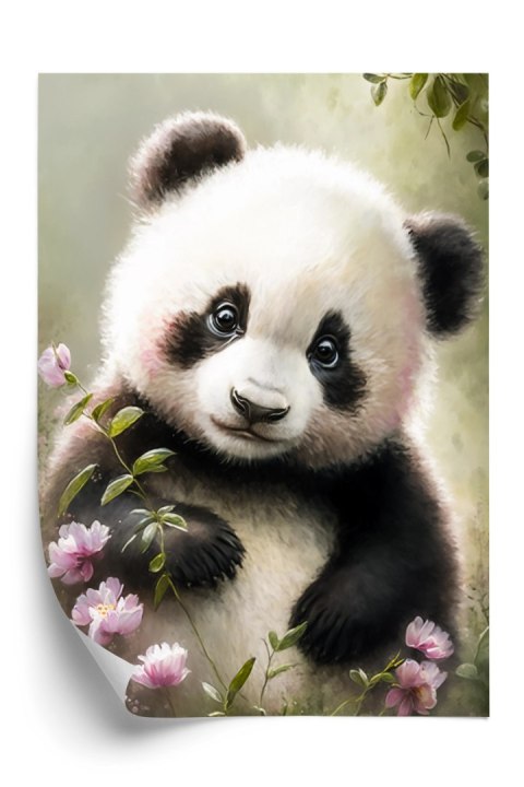 Plakat Bajkowa Panda W Kwiatkach