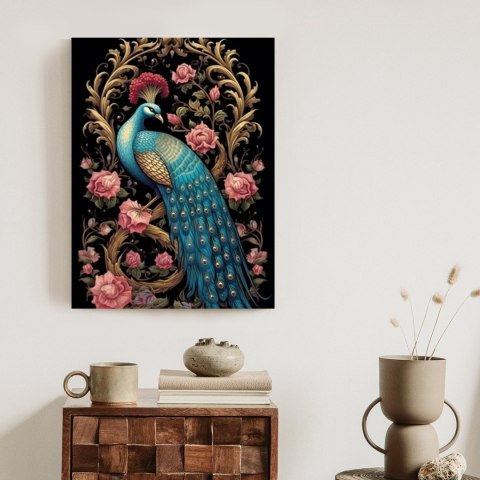Plakat Egzotyczny Orientalny Wzór Z Pawiem I Roślinami Botanicznymi