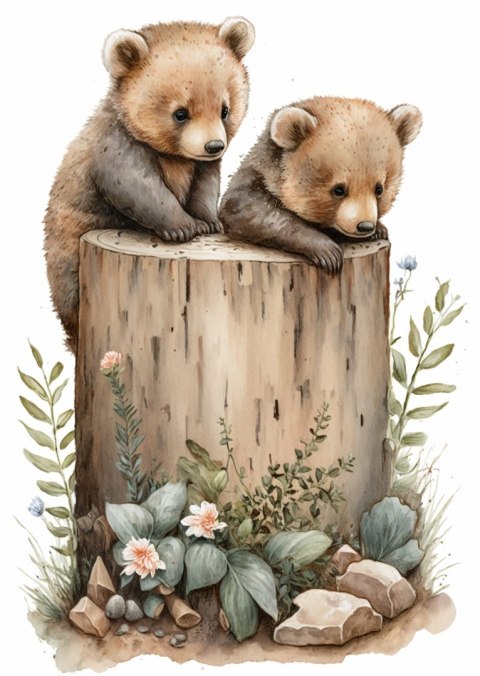 Plakat Ilustracja Z Niedźwiadkami