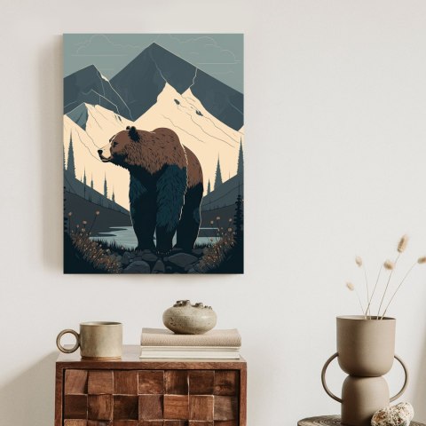 Plakat Niedźwiedź W Górach Na Ilustracji