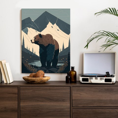 Plakat Niedźwiedź W Górach Na Ilustracji