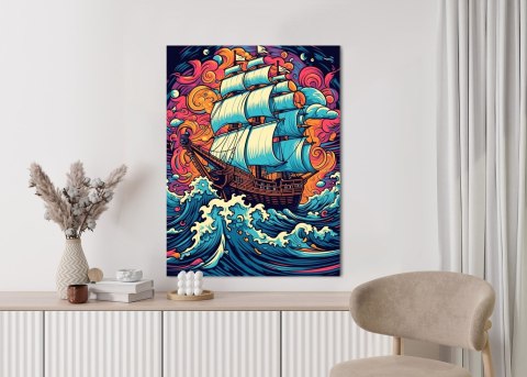 Plakat Abstrakcyjny Statek Na Wzburzonym Morzu