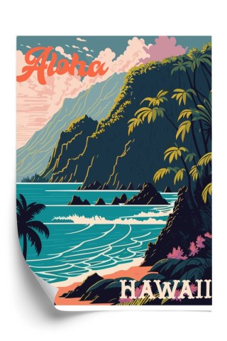 Plakat Hawaje Retro Krajobraz