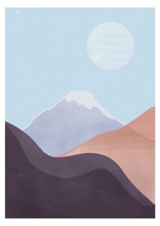 Plakat Minimalistyczny Geometryczny Krajobraz Górski