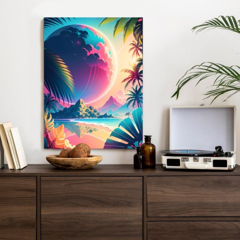 Plakat Tropikalna Plaża I Abstrakcyjna Planeta Krajobraz