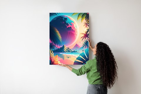 Plakat Tropikalna Plaża I Abstrakcyjna Planeta Krajobraz
