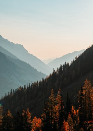 Plakat Górski Widok O Zachodzie Słońca