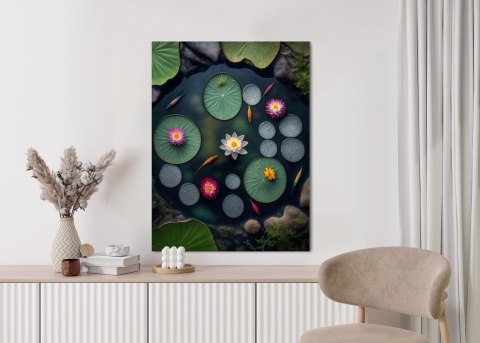 Plakat Staw Lilie Wodny I Ryby