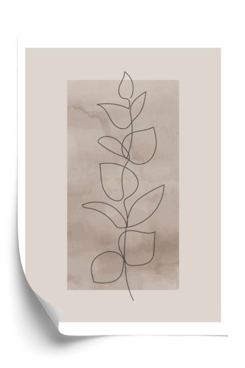 Plakat Abstrakcyjna Minimalistyczna Roślina Na Beżowym Tle