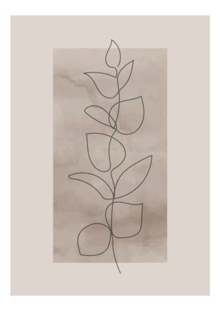 Plakat Abstrakcyjna Minimalistyczna Roślina Na Beżowym Tle