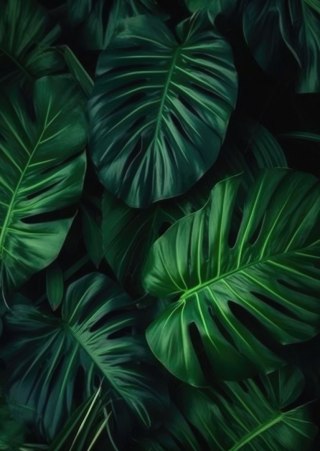 Plakat Botaniczny Wzór Ciemnozielone Liście Monstera