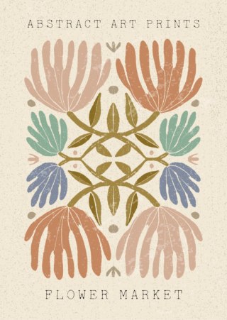 Plakat Minimalistyczne Kolorowe Kwiaty Boho