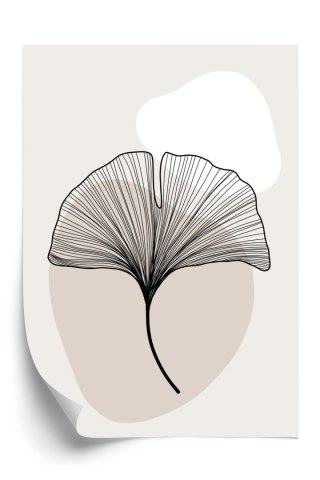 Plakat Minimalistyczny Liść Miłorzębu