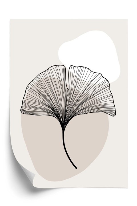 Plakat Minimalistyczny Liść Miłorzębu
