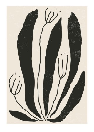 Plakat Wielkie Czarne Liście I Kwiaty W Stylu Matisse