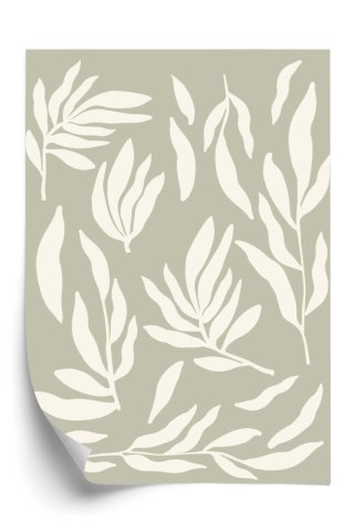Plakat Grafika Botaniczna Z Beżowymi Liśćmi