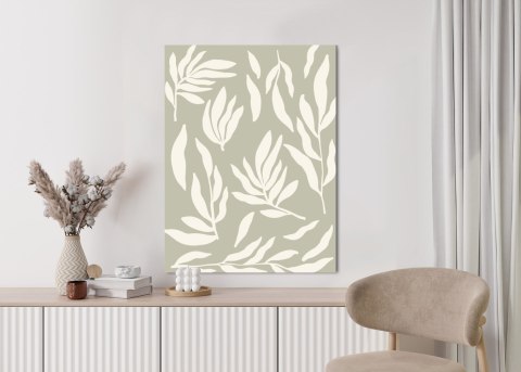 Plakat Grafika Botaniczna Z Beżowymi Liśćmi