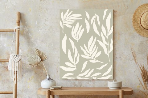 Plakat Grafika Botaniczna Z Beżowymi Liśćmi