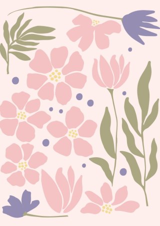 Plakat Grafika Botaniczna Z Pastelowymi Kwiatami