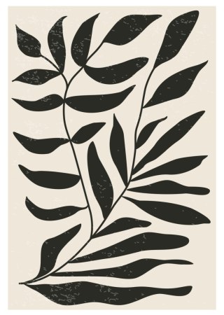 Plakat Grafika Z Czarnymi Liśćmi Inspirowana Matisse