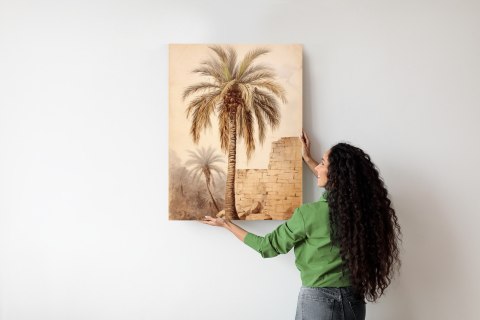 Plakat Ilustracja Palmy Przy Starym Murze