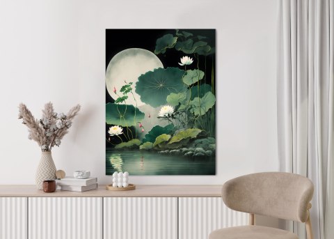 Plakat Japońskie Kwiaty I Liście Lotosu
