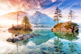 Fototapeta Jezioro Hintersee W Bawarii W Niemczech
