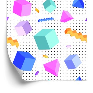 Tapeta Geometryczna 3D, Sześciany, Pokój Dziecięcy